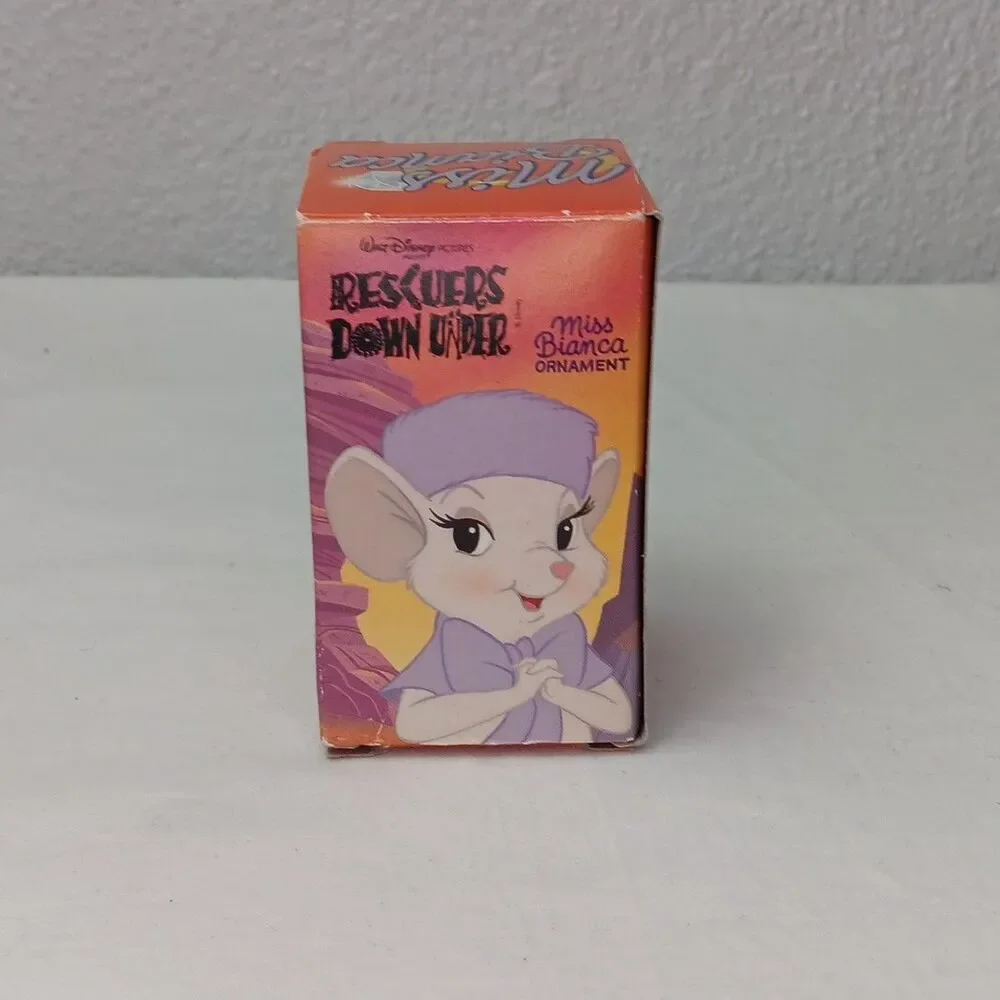 Vintage Disney Ornament 1990 Flocked Rescuers Down Under Miss Bianca 4 inch